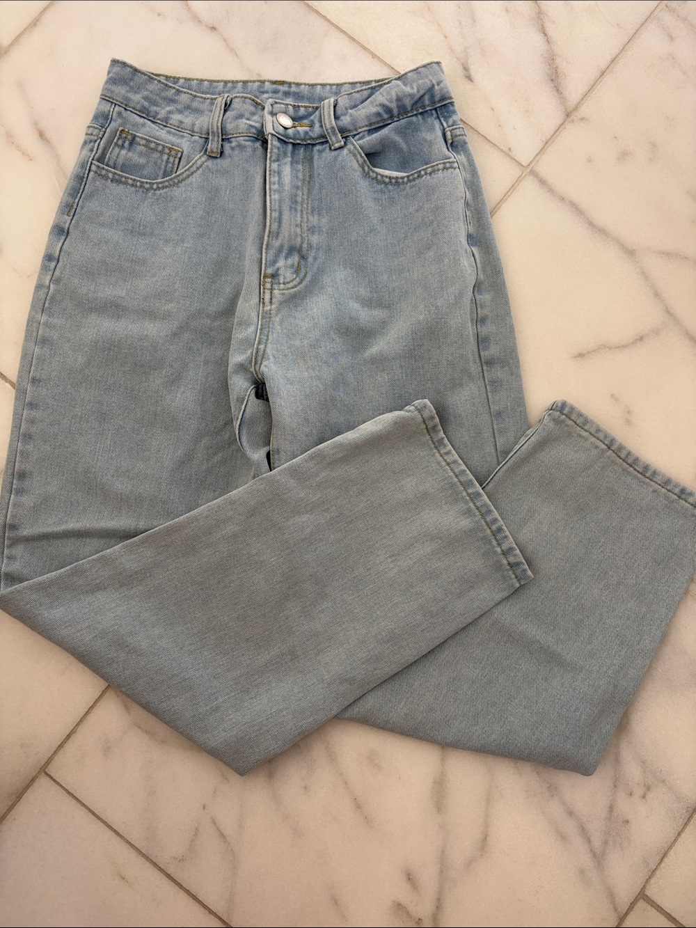 SHEIN Light Blue High-Rise Straight Leg Jeans